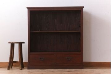 レトロ家具　ダイヤガラス引き戸　昭和レトロな収納棚