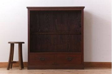 レトロ家具　ダイヤガラス引き戸　昭和レトロな収納棚