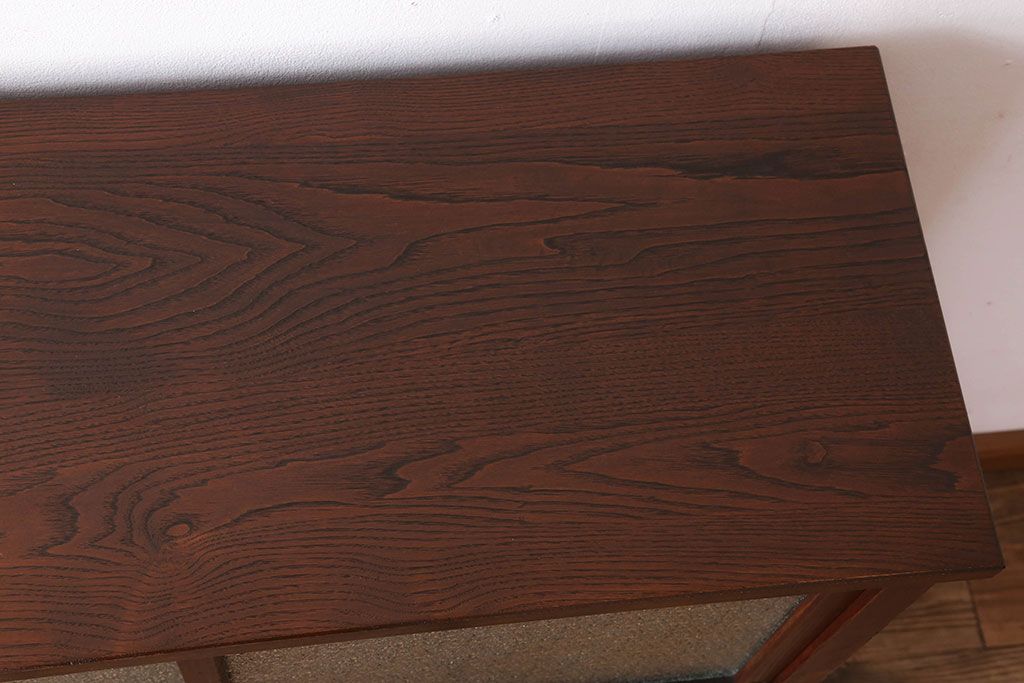 レトロ家具　ダイヤガラス引き戸　昭和レトロな収納棚