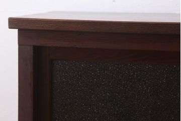 レトロ家具　脚付き　ダイヤガラス引き戸　昭和レトロな収納棚
