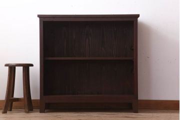 レトロ家具　脚付き　ダイヤガラス引き戸　昭和レトロな収納棚