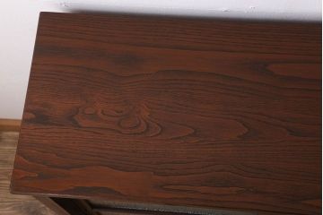 レトロ家具　脚付き　ダイヤガラス引き戸　昭和レトロな収納棚