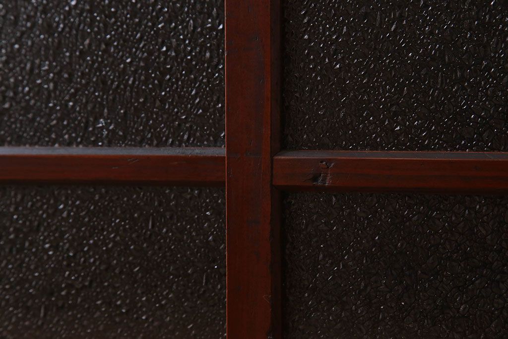 レトロ家具　脚付き　ダイヤガラス引き戸　昭和レトロな収納棚