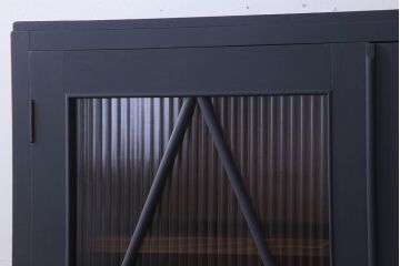レトロ家具　モールガラス入り　菱型デザインのレトロな本箱(ブックケース)