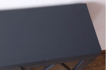 レトロ家具　モールガラス入り　菱型デザインのレトロな本箱(ブックケース)