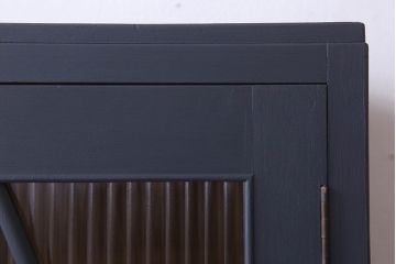 レトロ家具　モールガラス入り　菱型デザインのレトロな本箱(ブックケース)