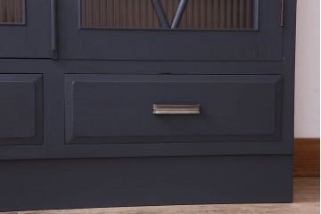 レトロ家具　モールガラス入り　菱型デザインのレトロな本箱(ブックケース)