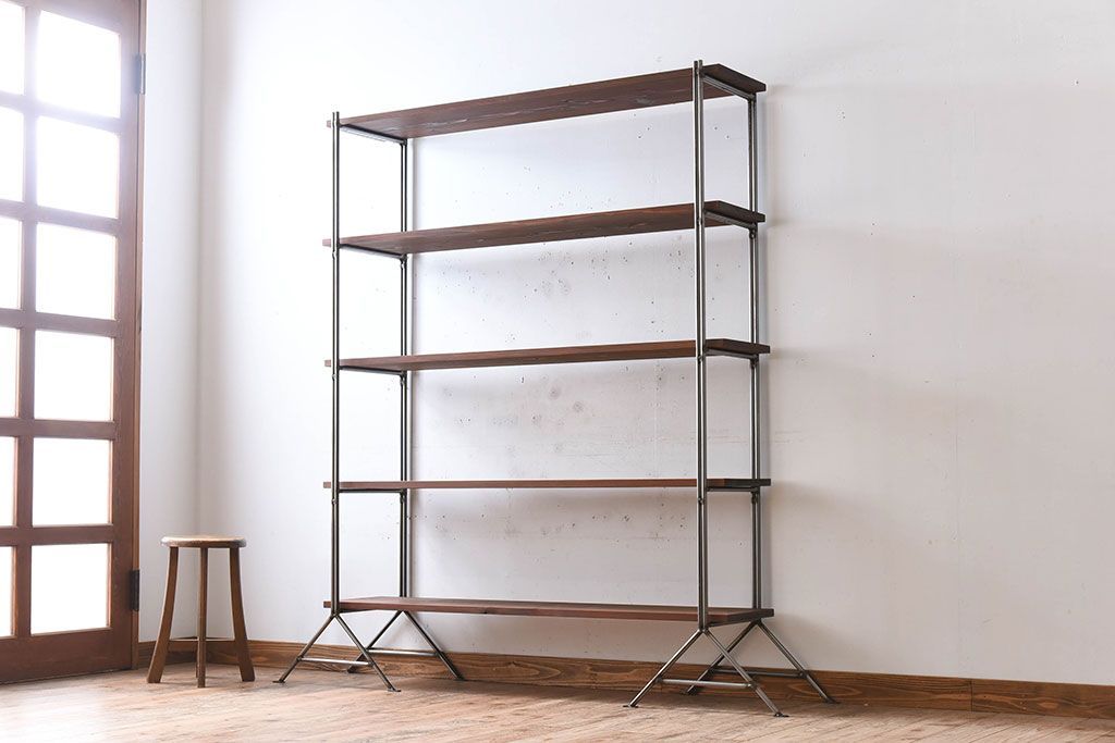 ラフジュオリジナル アイアンの薄型飾り棚【小】(陳列棚・アイアンラック)(1)