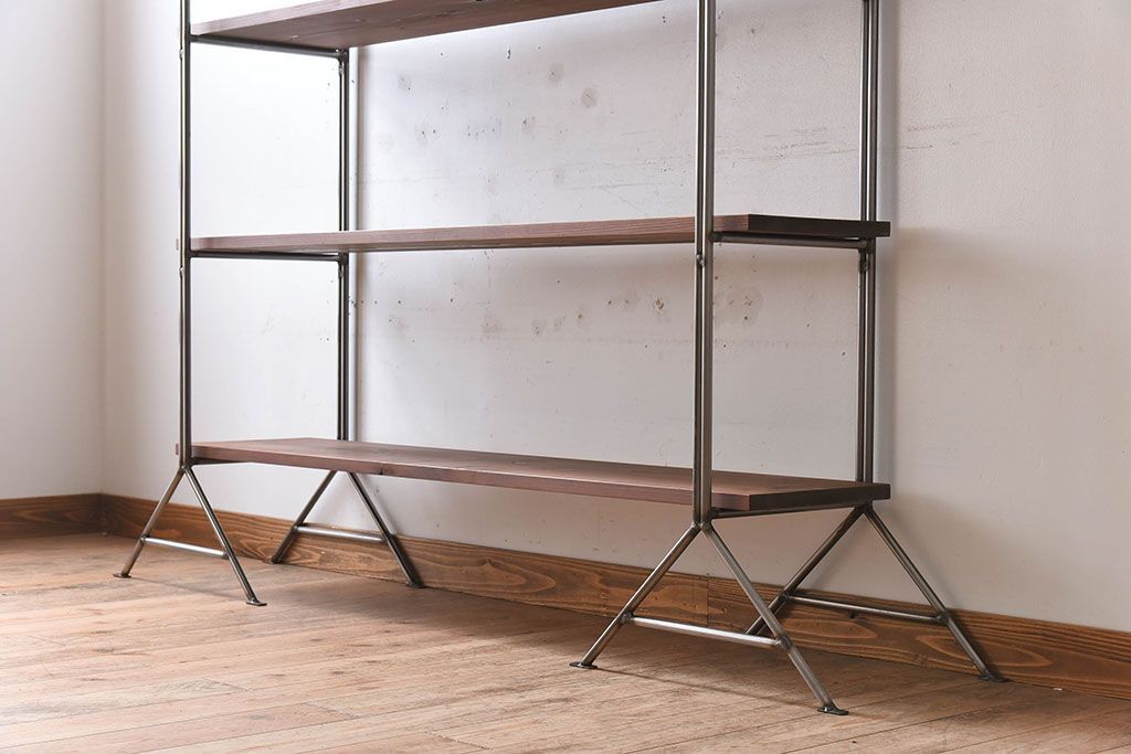 ラフジュオリジナル アイアンの薄型飾り棚【小】(陳列棚・アイアンラック)(1)