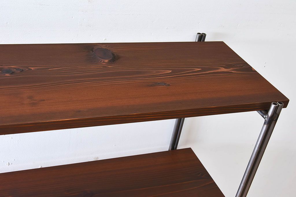 ラフジュオリジナル アイアンの薄型飾り棚【小】(陳列棚・アイアンラック)(1)