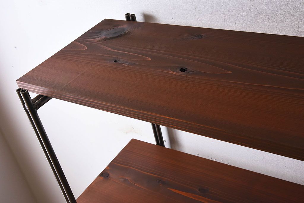 ラフジュオリジナル アイアンの薄型飾り棚【小】(陳列棚・アイアンラック)(1)