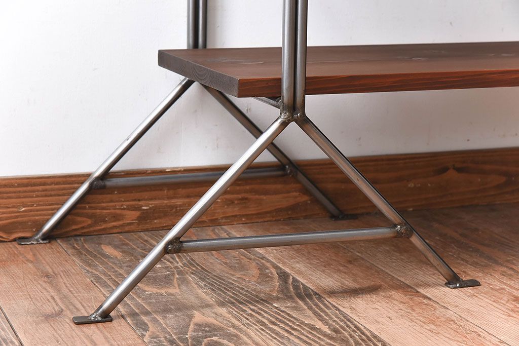 ラフジュオリジナル アイアンの薄型飾り棚【小】(陳列棚・アイアンラック)(1)