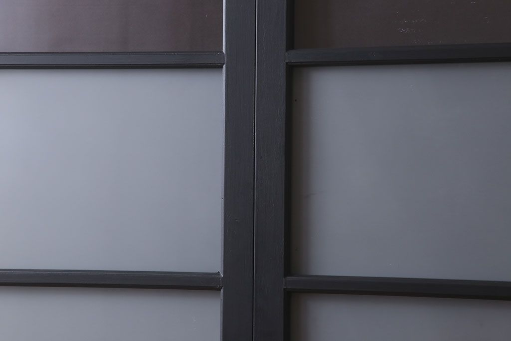 アンティーク　背が高いペイントガラス戸2枚セット