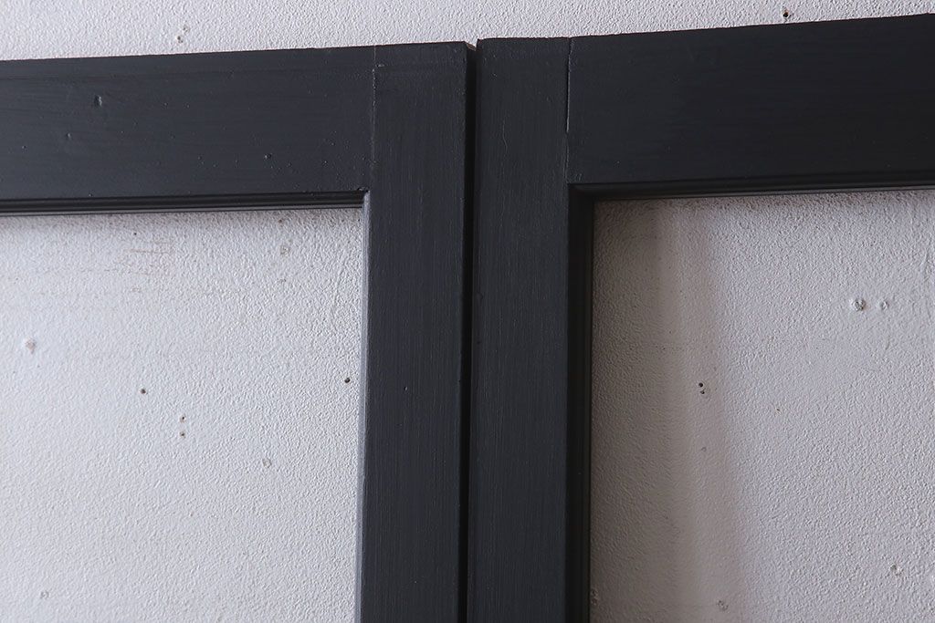 アンティーク　背が高いペイントガラス戸2枚セット