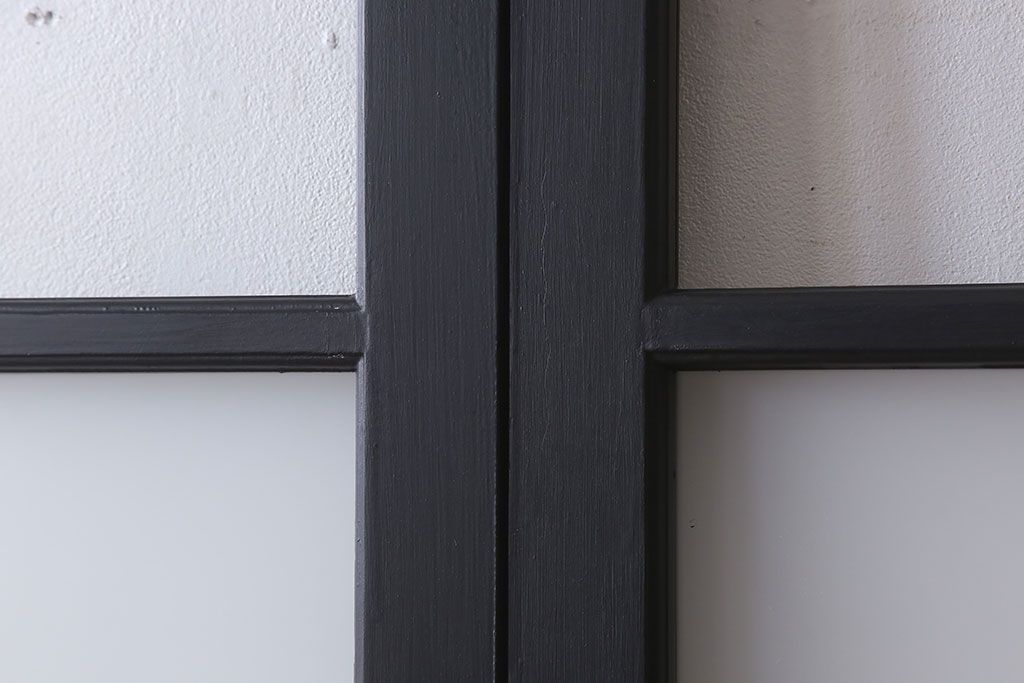 アンティーク　背が高いペイントガラス戸2枚セット