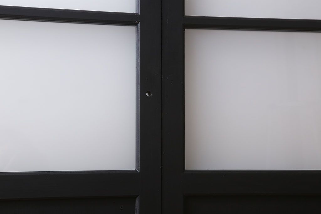 アンティーク　背が高いペイントガラス戸2枚セット