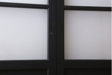 アンティーク　背が高いペイントガラス戸2枚セット