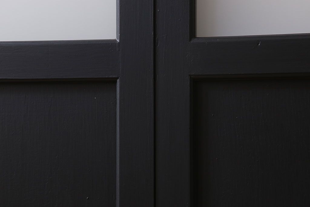 アンティーク　背が高いペイントガラス戸2枚セット