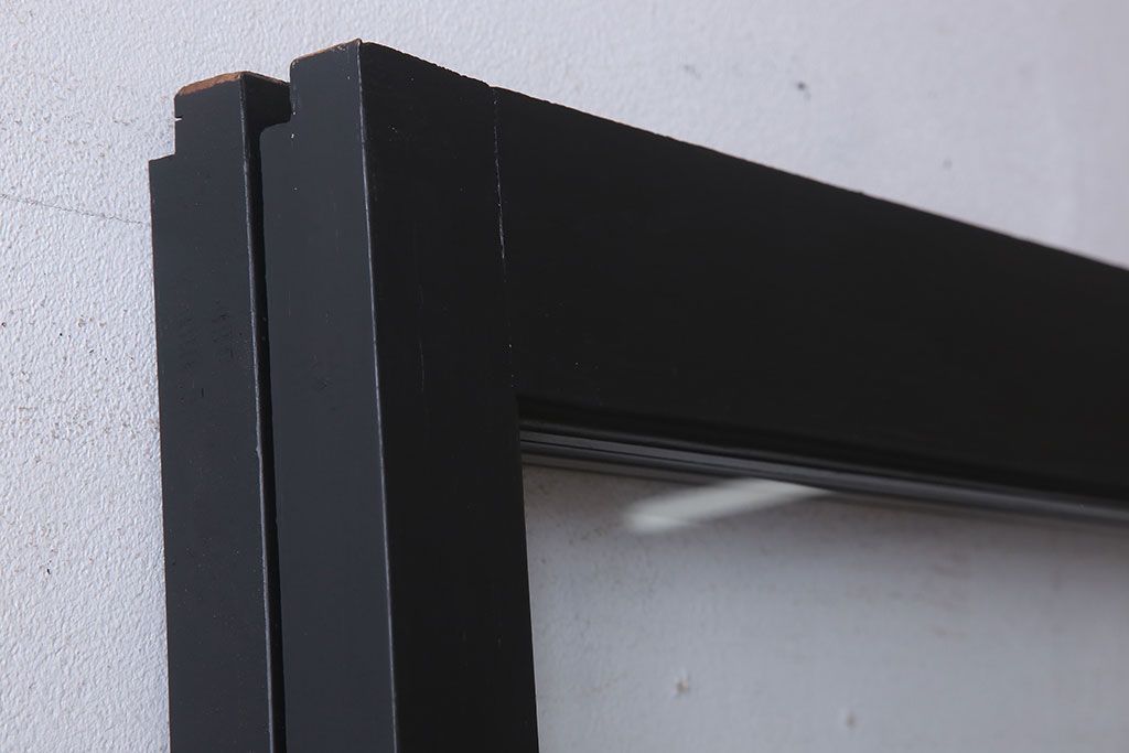 アンティーク　背が高いペイントガラス戸2枚セット