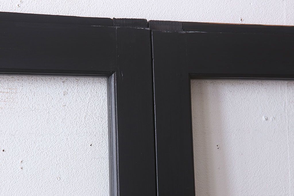 アンティーク　背が高いペイントガラス戸2枚セット