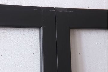 アンティーク　背が高いペイントガラス戸2枚セット