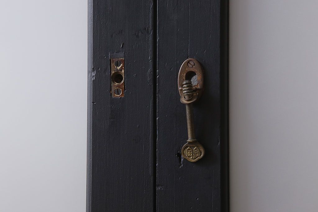 アンティーク　背が高いペイントガラス戸2枚セット