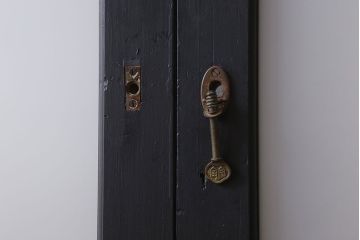 アンティーク　背が高いペイントガラス戸2枚セット