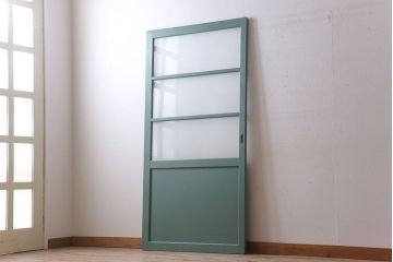 アンティーク　背が高いペイントガラス戸