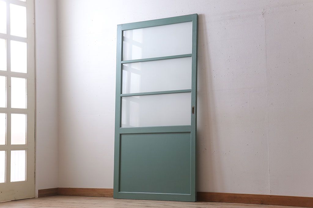 アンティーク　背が高いペイントガラス戸