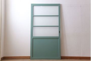 アンティーク　背が高いペイントガラス戸