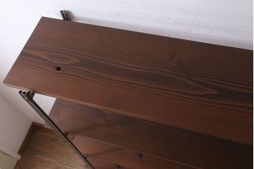 ラフジュオリジナル アイアンの薄型飾り棚【小】(陳列棚・アイアンラック)(3)