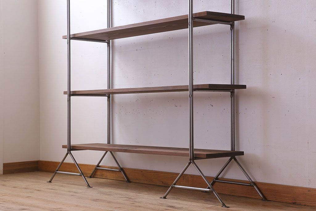 ラフジュオリジナル アイアンの薄型飾り棚【小】(陳列棚・アイアンラック)(3)