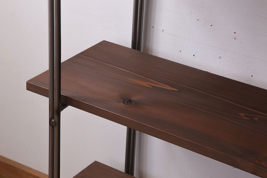 ラフジュオリジナル アイアンの薄型飾り棚【小】(陳列棚・アイアンラック)(3)