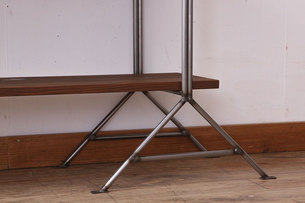 ラフジュオリジナル アイアンの薄型飾り棚【小】(陳列棚・アイアンラック)(3)