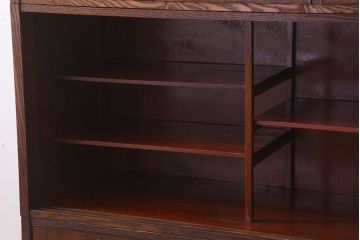 アンティーク家具　槐(エンジュ)材　和製アンティーク　色ガラス　高級品　脚付き　五段重ね収納棚