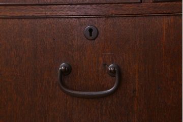 アンティーク家具　槐(エンジュ)材　和製アンティーク　色ガラス　高級品　脚付き　五段重ね収納棚