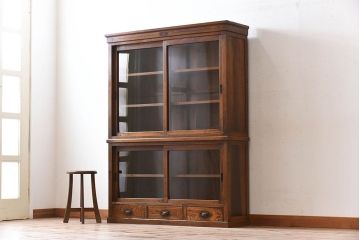 アンティーク家具　大正ロマン　象嵌入り!栓材製重ね収納棚