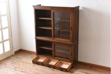 アンティーク家具　大正ロマン　象嵌入り!栓材製重ね収納棚