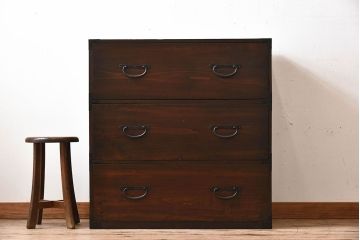 アンティーク家具　前面檜材　シンプルなアンティーク衣装箪笥(チェスト)