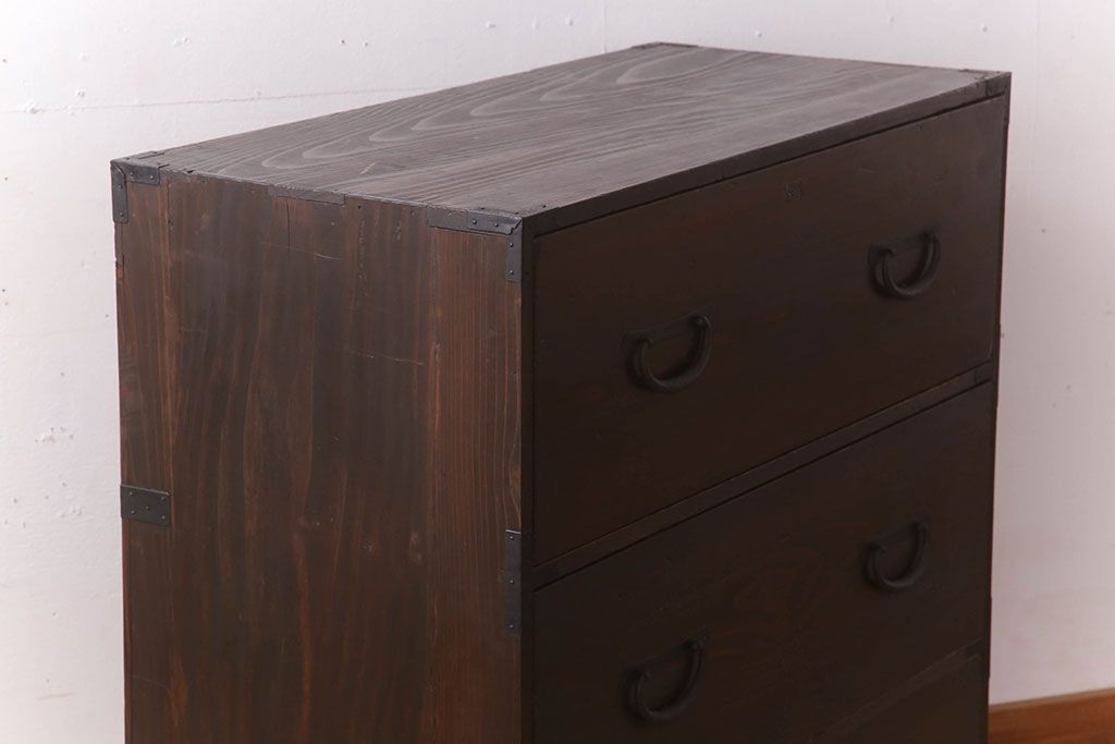 アンティーク家具　前面檜材　シンプルなアンティーク衣装箪笥