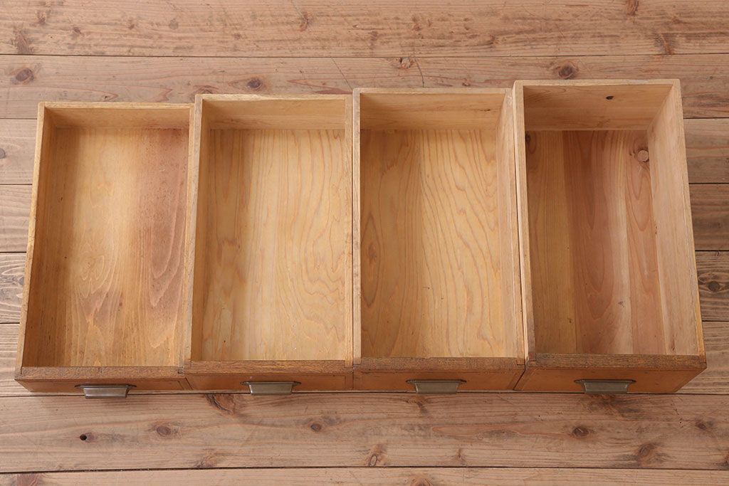 アンティーク家具　古い栓材製のシンプルなアンティーク薄型片袖机