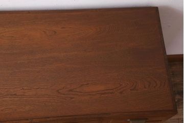 アンティーク家具　古い栓材製のシンプルなアンティーク薄型片袖机