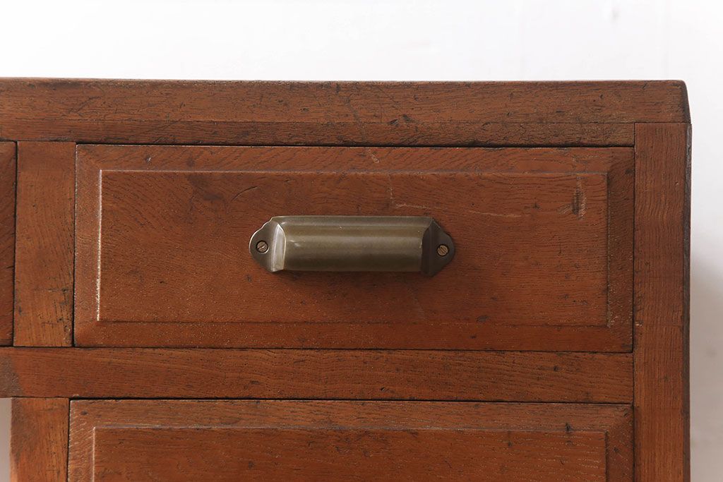 アンティーク家具　古い栓材製のシンプルなアンティーク薄型片袖机