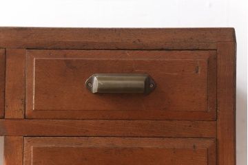 アンティーク家具　古い栓材製のシンプルなアンティーク薄型片袖机