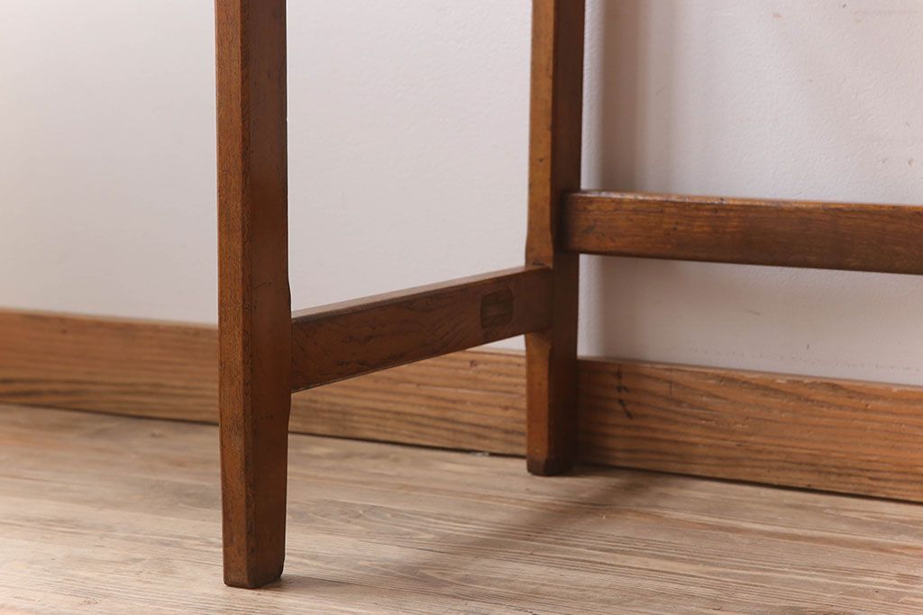 アンティーク家具　古い栓材製のシンプルなアンティーク薄型片袖机