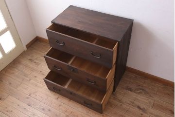 アンティーク家具　前面檜材　シンプルなアンティーク衣装箪笥(チェスト)(1)