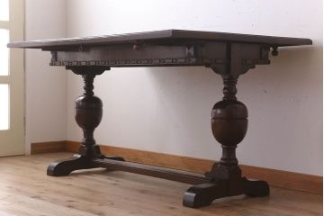 アンティーク家具　イギリスアンティーク　オーク材製ドローリーフテーブル