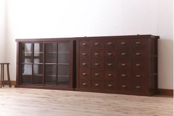 アンティーク家具　和製アンティーク　檜材製　古い木製の薬箪笥