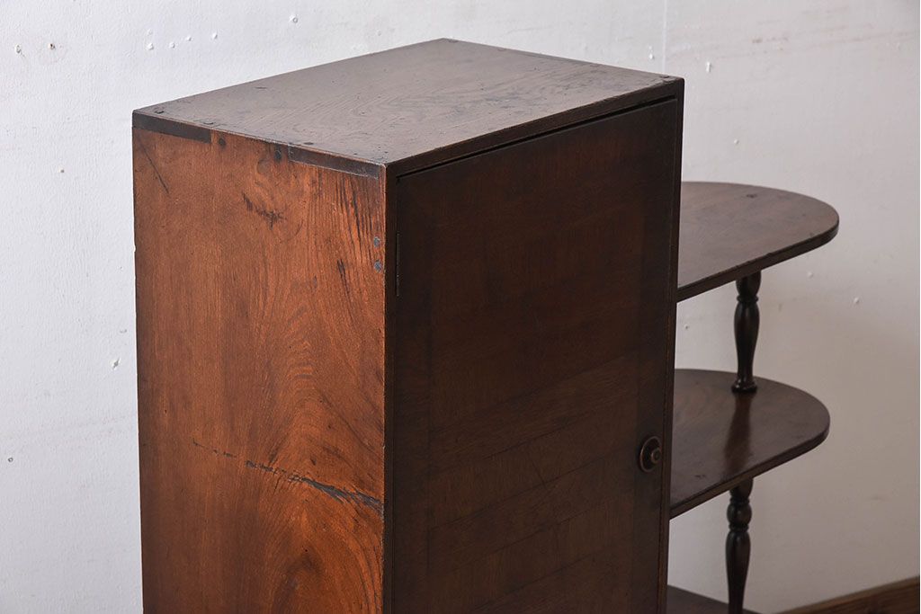 レトロ家具　昭和レトロ　飾り棚付き!アンティーク収納棚