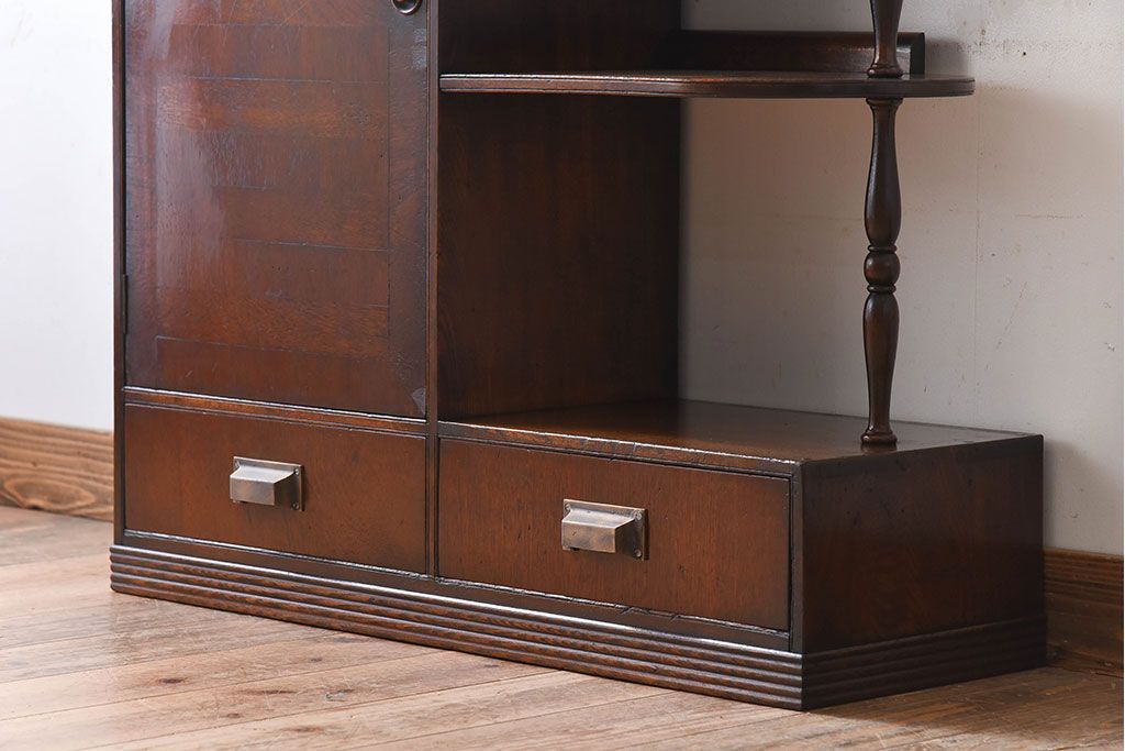 レトロ家具　昭和レトロ　飾り棚付き!アンティーク収納棚